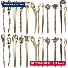 24 Pieces Chinese Women Hair Sticks, AUHOKY 12 Styles Vintage Bronze Decorative