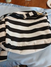 Ju-Ju-Be Black  White Stripe Baby Diaper Bag Shoulder Bag w/ Inner Pockets