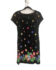 Vintage 90s Jessica Howard Sz 6 Floral Black Short Sleeve Feminine Pencil Dress