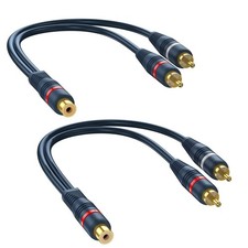 DteeDck RCA Splitter 1 Female to 2 Male, 2 Pack - Audio 0.66ft, Dark Blue