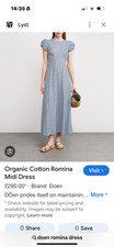 £290 Doen Romina Tie Detail Organic Cotton Floral Voile Midi Dress XS
