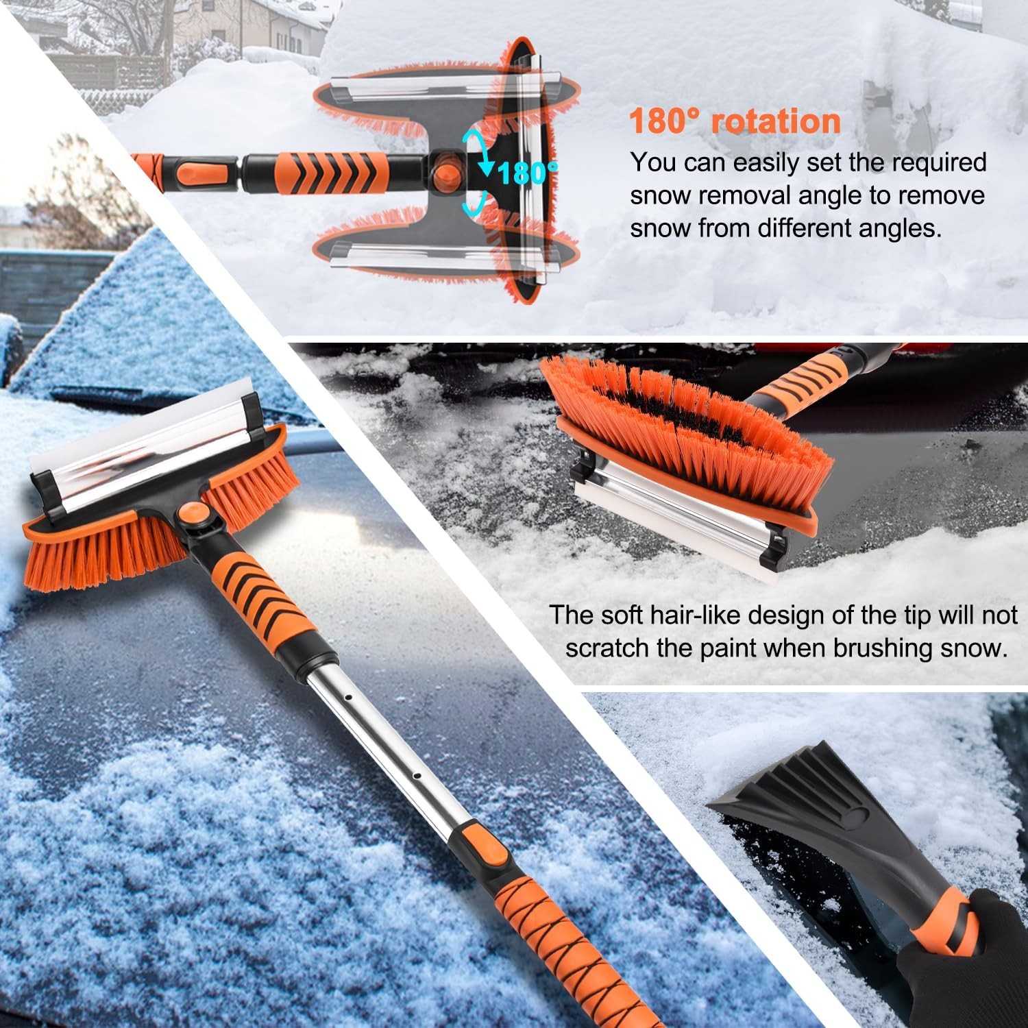 Car Snow Brush Shovel Kit, 42'' Extendable Ice Scrapers and Snow... 