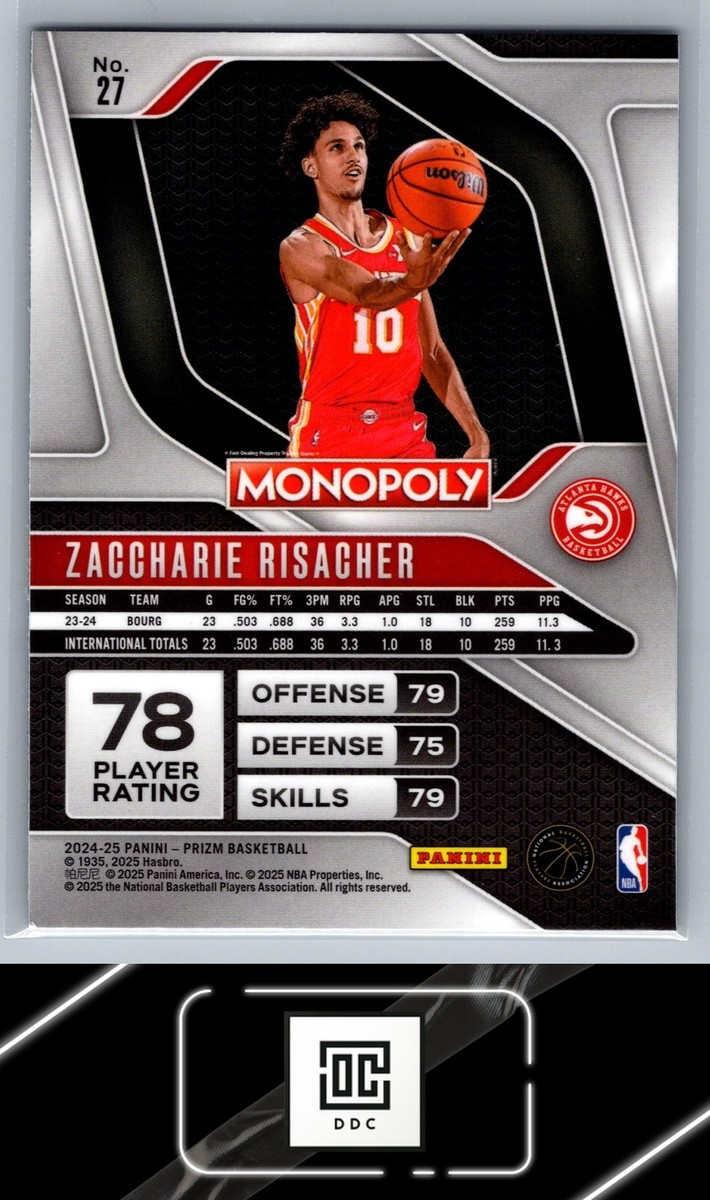 2024-25 Panini Prizm Monopoly Basketball #27 Zaccharie Risacher | eBay