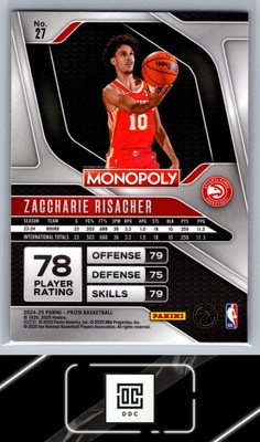 2024-25 Panini Prizm Monopoly Basketball #27 Zaccharie Risacher | eBay