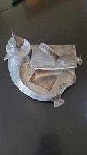Jugendstil Schreibset mit Tintenfass & L&ouml;schwiege antik versilbert um 1900 WMF