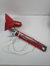 Vtg Red Underwriters Laboratories Portable Desk Lam Drafting Works No Clamp 