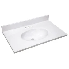Design House Vanity Top Sink, Cultured Marble, 3 Predrilled Centerset, 4 in