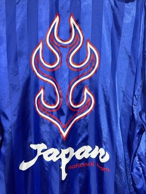 Japan 1998 Training Top Asics L JFA Flame Logo Blue Vintage Soccer