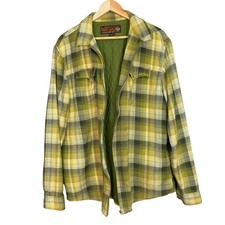 Prana Jacket Plaid Men FLAWS BROKEN ZIPPER Quilted Lining Size Large Open Front