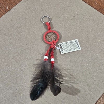 Authentic Navajo Dream Catcher Key Chain Handcrafted RED 1.5'' Diameter