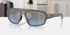 PRADA LINEA ROSSA PS B11SU 16X11A Matte Grey Blue Mirror Men's 57 mm Sunglasses