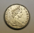 1965 Canada 80% Silver Dollar Blunt 5 Small Bead, Elizabeth II & Canoe
