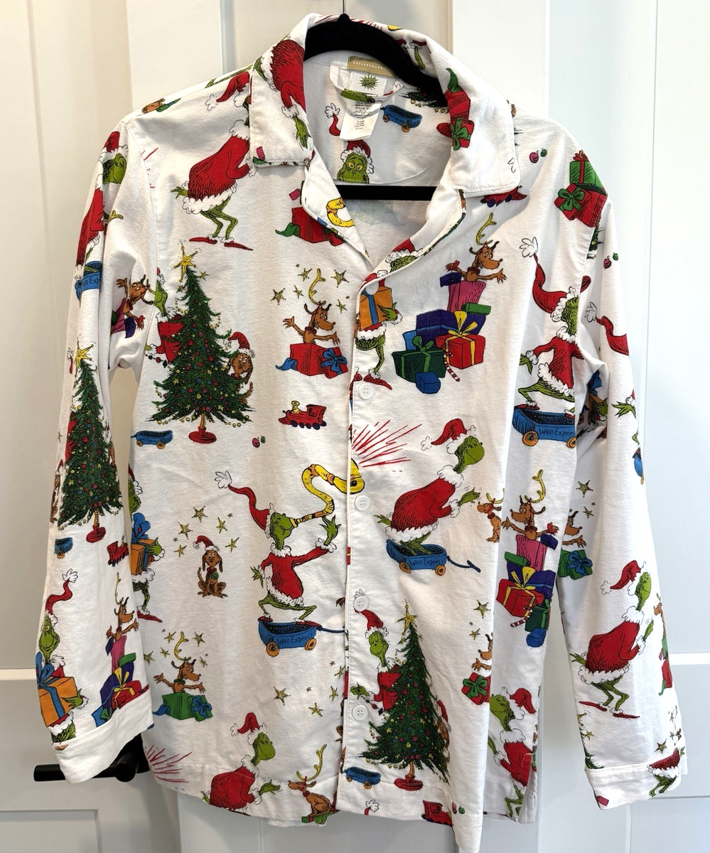 Pottery Barn Teen Adult XS Dr. Seuss's The Grinch Flannel (Pajama Top Only) View 3