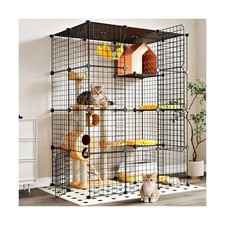 Oneluck Extra Large Cat Cage,4-Tier Catio, DIY Metal Cat Enclosure with Platf...