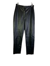 Vintage 90s Womens 8 Black Leather Distressed High Rise Pants Goth Biker