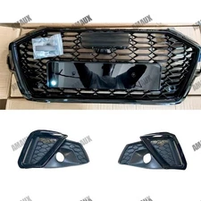 For Audi A4 S4 2020 21 22 23 RS4 Style Grille Honeycomb W/Fog Light Grill LH&RH