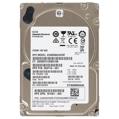 Hard drive HPE 300GB 10K HDD SAS 12G 2.5'' 869714-001