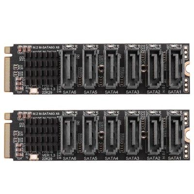 2X M.2 MKEY PCI-E Riser Card M.2 NVME zu SATA3.0 PCIE zu  6Gpbsx6-Port Erwe5922