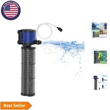 3-Stage Aquarium Filter 700GPH - Easy Clean Wave-Maker for Fresh Saltwater