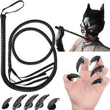 11 Pcs Halloween Women'S Cat Costume Set Black Cosplay Accessory