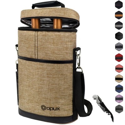 Wine Carrier Tote Bag Insulated 2 Bottle Cooler Carrying Case for Travel Picnic