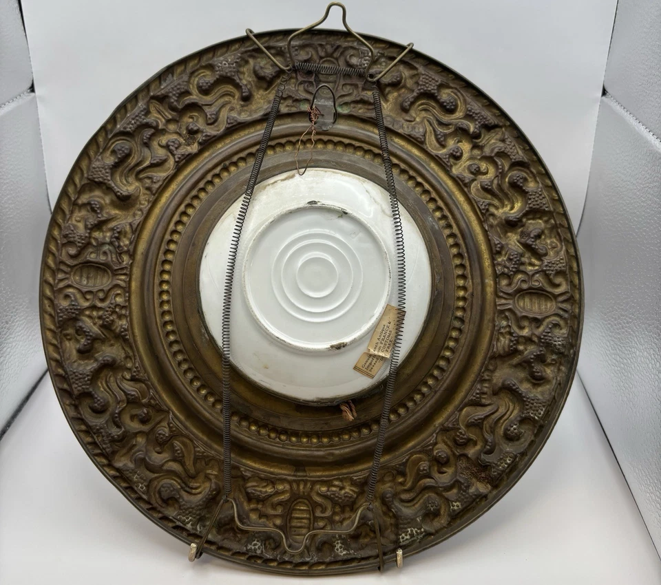 19-го века портрет на фарфоре, вручную украшения, латунь Франция - Изображение 4 из 4