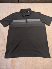 Travis Mathew Short Sleeve Golf Polo Shirt Men XL Black Striped Performance