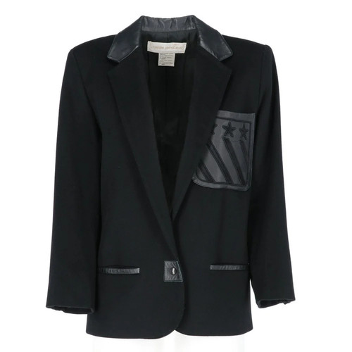 Claude Montana, Claude Montana X0274 Womens Vintage 80s Black Wool Jacket Size 38-it