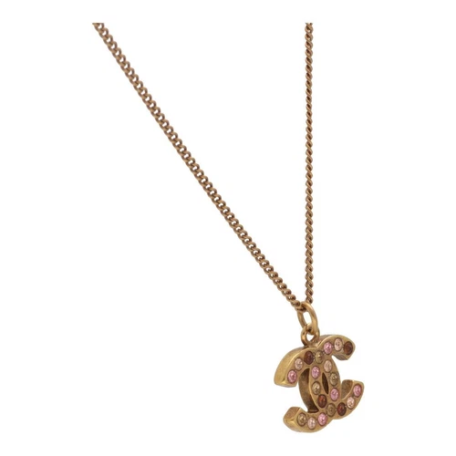 Collana CHANEL Coco Mark strass 08A ciondolo oro donna accessori moda