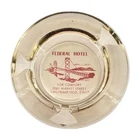 Vintage Clear Glass Marketing Ashtray Federal Hotel San Francisco California CA