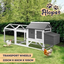 Alopet Chicken Coop Rabbit Hutch Extra Large Wooden House Run Hatch Box w/Wheels