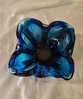 Murano Art Glass Dish Ashtray Blue Vintage HandBlown