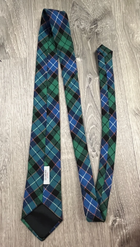 Corbata escocesa a cuadros vintage años 70 100 % lana tartán antiguo clan Mitchell Foto 3 de 4