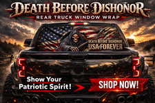 Death Before Dishonor American Patriotic Rear Window Wrap Decal Pickup Truck Death Before Dishonor American Patriotic Rear Window Wrap Decal Pickup Truck