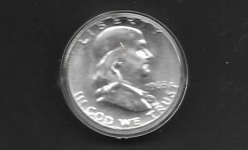 1963 BENJAMIN FRANKLIN 90% SILVER HALF DOLLAR BRIGHT UNCICULATED IN CAPSULE