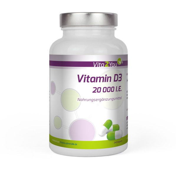 Vita2You Vitamin D3 20,000 IU (IU) - 240 Capsules - Premium Quality