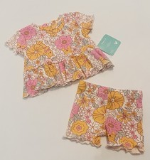 Disney Baby Girl Winnie The Pooh Outfit 0-3 Months Shorts Shirt 2 PC Set Cute