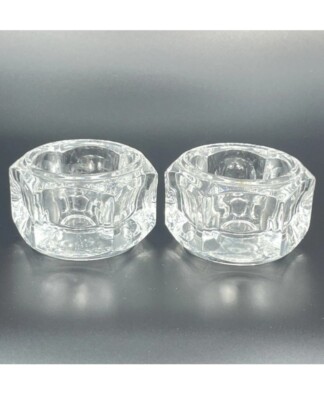 Elements Crystal Candle Holders Set of 4 Cubist Block Czech Republic 2''