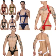 Men Elastic Body Chest Harness Bandage Lingerie Bulge Pouch Bodysuits Jumpsuits