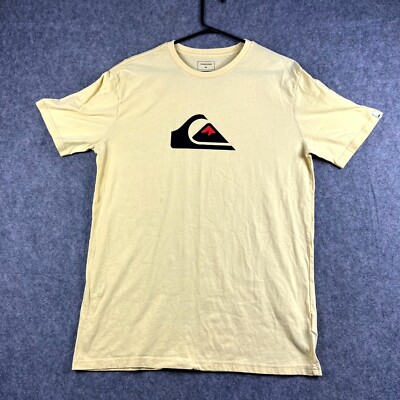Quicksilver Mens T Shirt Large Yellow Short Sleeve Crew Neck Casual Cotton Logo