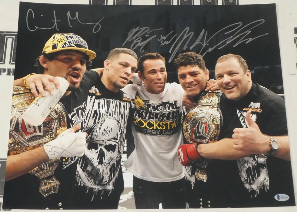 Nick & Nate Diaz Gilbert Melendez Jake Shields +1 Signed 16x20 Photo BAS COA UFC - Image 3 of 4