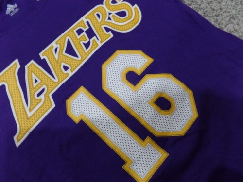 Los Angeles Lakers Lakers Pau Gasol Throwback Adidas Net Print T Shirt New Tags - Picture 3 of 4