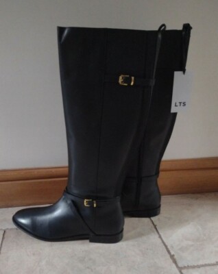 Long Tall Sally Black Knee Real Leather Boots Size UK 11