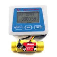 Flow Sensor Digital LCD Display Water Flow Sensor Temperature Time Record G1/