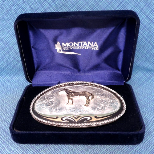 Western Horse Belt Buckle Fancy Floral Scroll Cowboy Cowgirl Montana SS .NOX951 - Picture 7 of 12