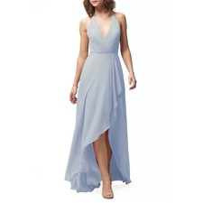 Jenny Yoo Farrah Ruffle Skirt Chiffon Gown, Whisper Blue, 16