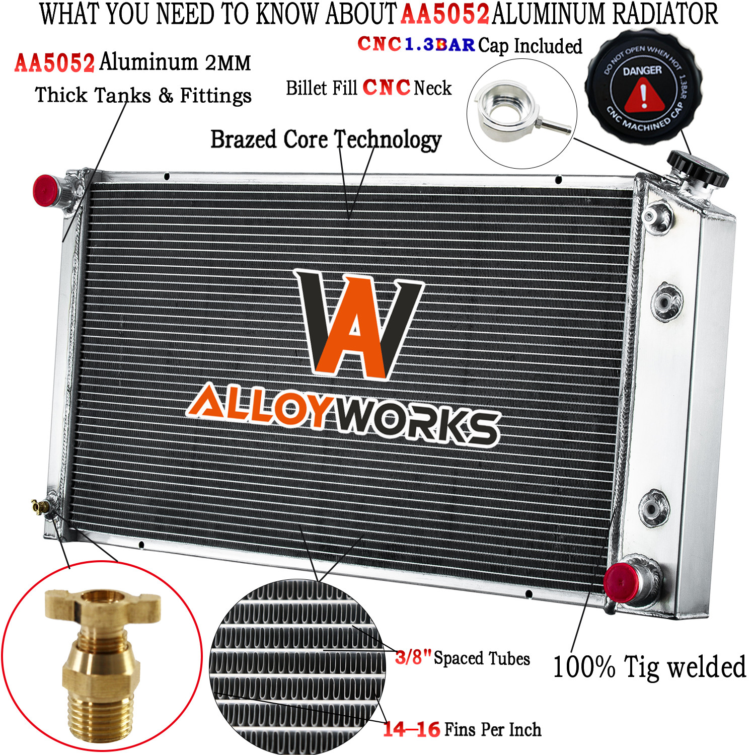 4-Row Radiator for 1977-1992 Cadillac Fleetwood, 77-79 Pontiac & Buick Electra