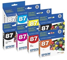Genuine Epson 87 T087 Ink Cartridge 8-Pack for Stylus Photo R1900