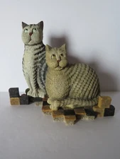 Cats Figurine Folk Art Patience & Prudence Lang Wise 1999 First Edition Kriebel