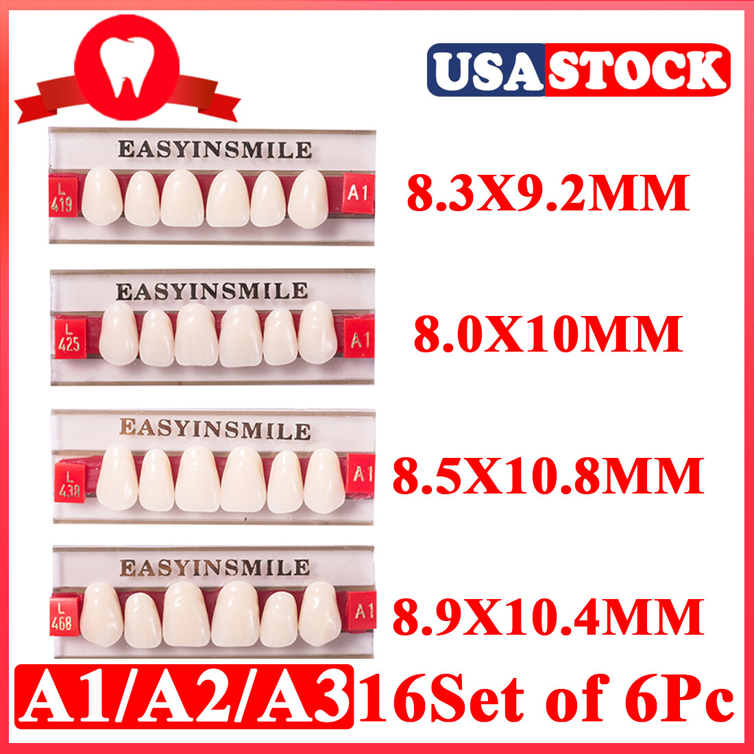 168 Denti Falsi Dentali Dentali In Resina Acrilica, 23 Tonalità - Foto 12